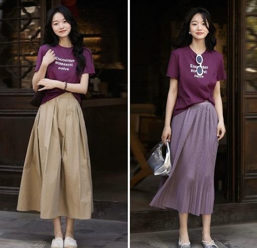 绝绝紫显白字母印花美式T恤 商品图2