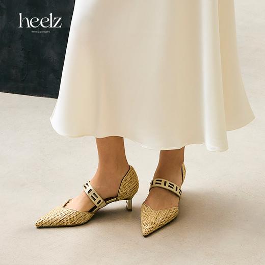 heelz设计师手工鞋履 ｜H小猫跟繁花拉菲草单鞋 4.5公分 商品图1