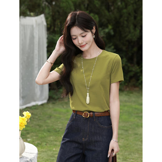 鹿向南【0330/20:00新品前一小时7折限量100件】绿色T恤 商品图3