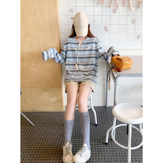 <曾小咸推荐>3.31现货秒杀 ！微信超特价！韩系条纹绑带针织长袖 日常189.99 立减110 秒杀79.99！！ 商品图2