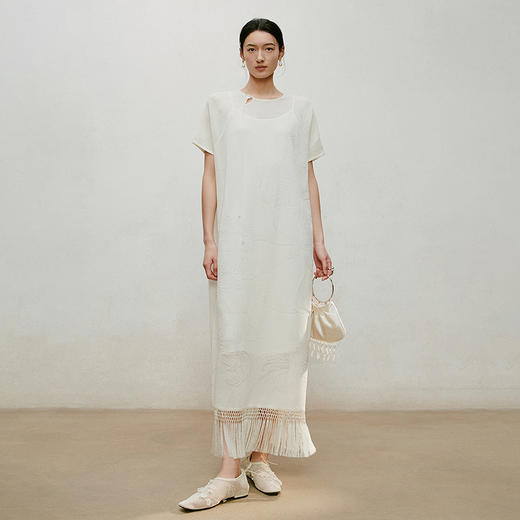 【林栖设计小店】手编流苏|提花国风针织裙2026夏新款毛织连衣裙两件套1962096 商品图4