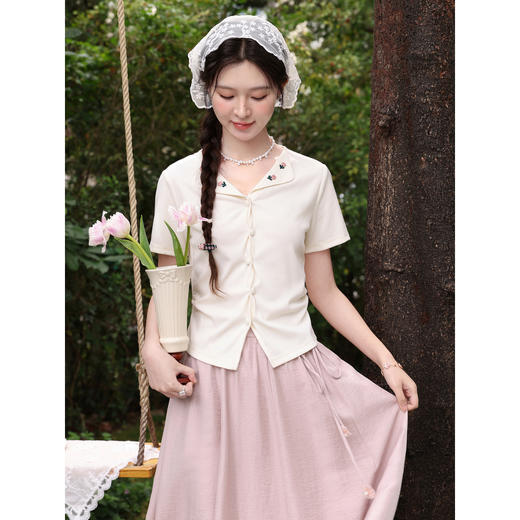 鹿向南【0330/20:00新品前一小时7折限量100件】杏色T恤 商品图3