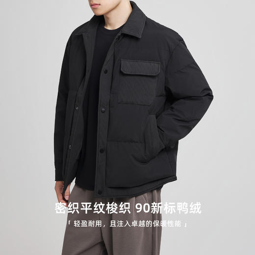 墨麦客男装假两件翻领羽绒服男2025冬季新款宽松休闲保暖外套男士 商品图2