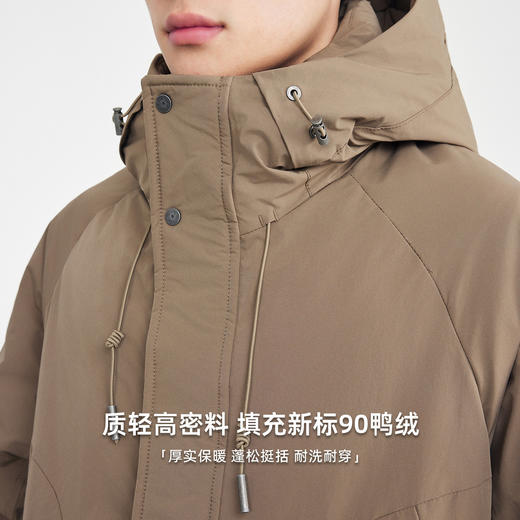 墨麦客男装简约中长款男士羽绒服2025冬新款连帽羽绒外套男88863 商品图3