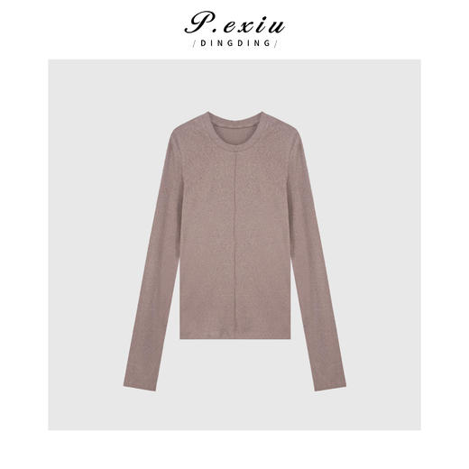 03-5潘依绣丁丁宠粉简约百搭磨绒圆领长袖打底T恤Q1644 商品图0