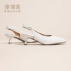 优雅风尖头后空凉鞋女中跟百搭气质时装鞋白色细跟单鞋X6L134-87 商品缩略图1