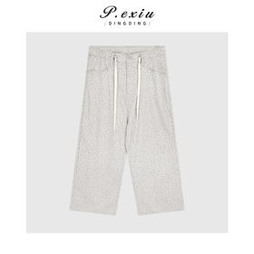 03-5潘依绣丁丁宠粉复古洋气波点松紧腰抽绳休闲裤Q3695