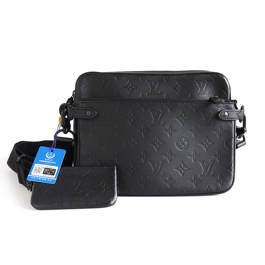 【98新闲置】LV路易威登TRIO邮差包M46602黑色全皮压花三合一TRIO邮差包斜挎包男士260326NJT37