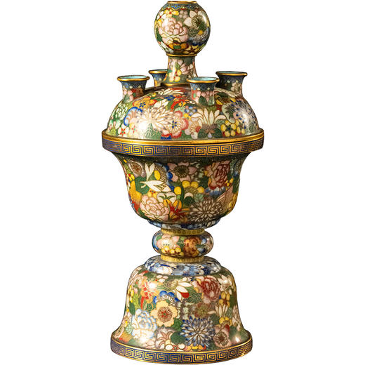 清	铜胎掐丝珐琅百花不露地五管尊 商品图5