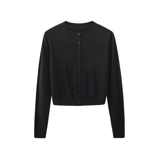 【门店同款】100%莱赛尔天丝极简风圆领纽扣针织开衫通勤上衣 商品图4