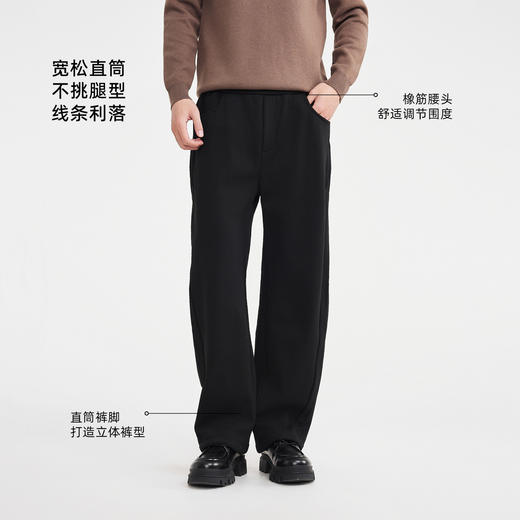 墨麦客男装松紧腰加绒休闲裤男2025冬新款直筒宽松男士裤子91501 商品图2