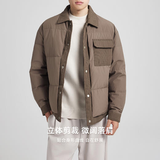 墨麦客男装假两件翻领羽绒服男2025冬季新款宽松休闲保暖外套男士 商品图1