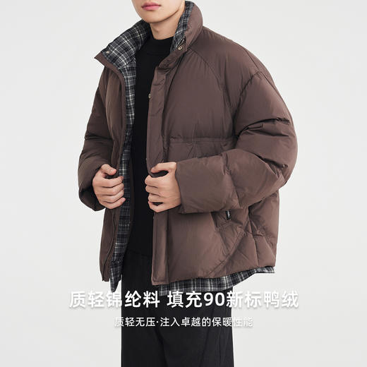 墨麦客男装格子拼接羽绒服男2025冬季新款假两件男士羽绒服88875 商品图2