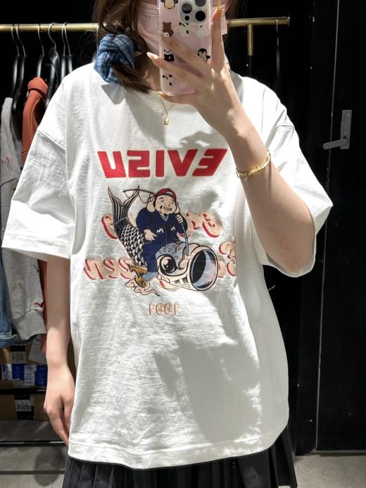 原单，无吊牌， EVISU 锦鲤印花短袖正面红色EVISU字母+卡通人物+锦鲤图案     锦鲤短袖 商品图0