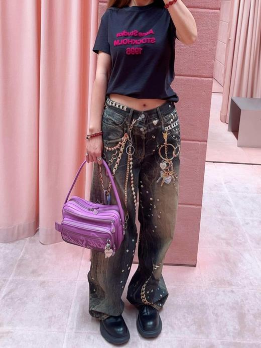 ACNE 1996系列火龙果植绒字母长袖 短袖T恤 商品图1