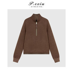 03-5潘依绣丁丁宠粉百搭松弛肌理感包边加厚立领半拉链长袖上衣Q46995