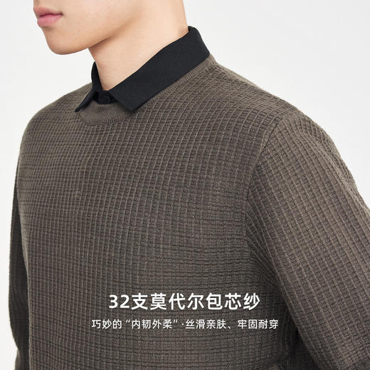 墨麦客男装2025年冬季新款微阔衬衫假两件针织衫男士套头毛衣男潮 商品图2
