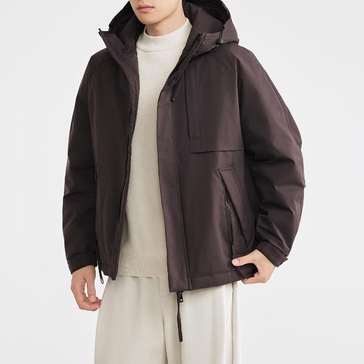 墨麦客男装2025年冬季新款高支高密平纹梭织面料连帽短款羽绒服男 商品图2