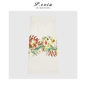 03-5潘依绣丁丁宠粉气质重工花卉印花显瘦半身裙Q5564