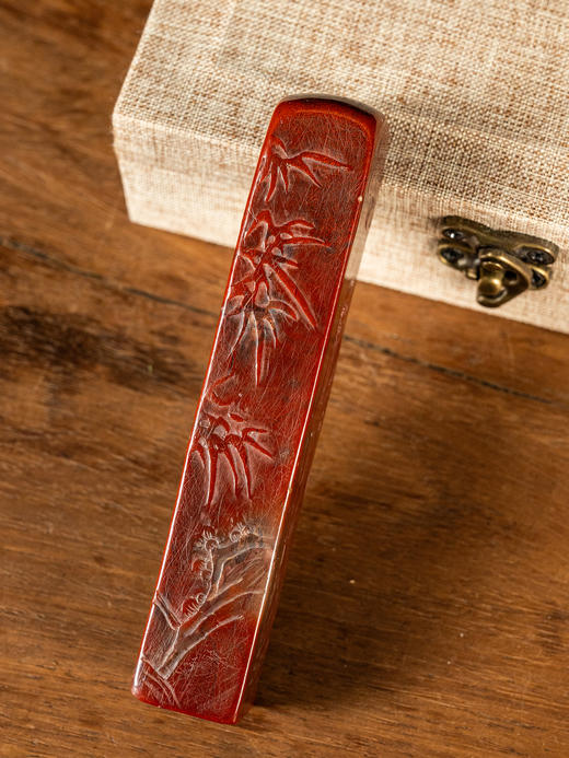 清	寿山石蜡烛红诗文印章 商品图2