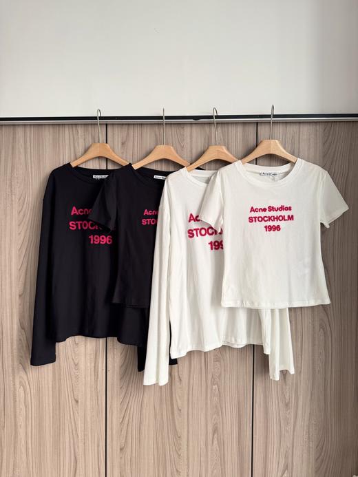 ACNE 1996系列火龙果植绒字母长袖 短袖T恤 商品图0
