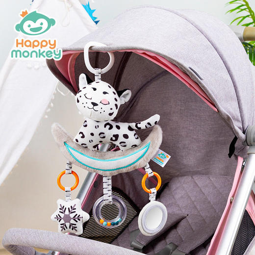 Happy monkey黑白婴儿玩具幼儿音乐车床挂宝宝摇铃床铃安抚玩具 商品图1