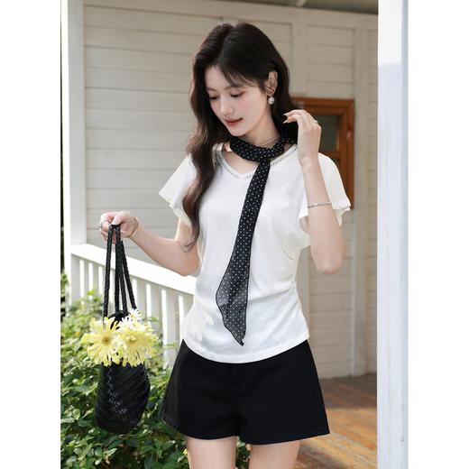 鹿向南【0331/20:00新品前1小时7折限量100件】白色T恤 商品图0