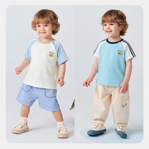 迷你巴拉巴拉儿童短袖T恤凉感抑菌透气拼色运动风宝宝上衣26新款 商品图3