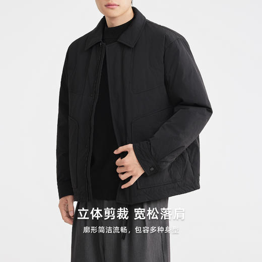 墨麦客男装2025年冬季新款褶皱微肌理衬衫款式翻领羽绒服男士外套 商品图1