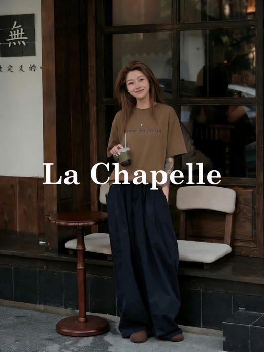 专柜实拍【舒适不束缚】拉夏贝尔/La Chapelle高质感弹力足透气舒适五色圆领字母短袖T恤 商品图2