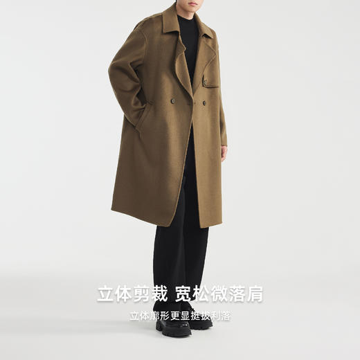 墨麦客男装2025年秋冬季新款平驳领中长款全羊毛双面呢大衣外套男 商品图2