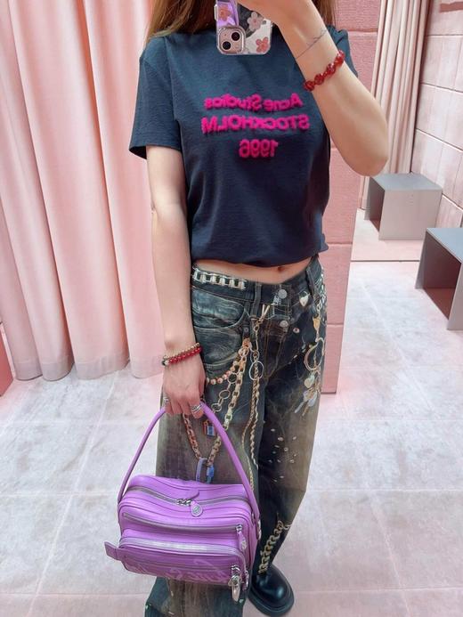 ACNE 1996系列火龙果植绒字母长袖 短袖T恤 商品图3