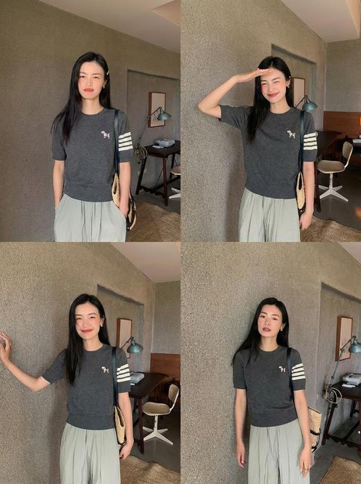 TB风小狗羊毛莱赛尔天气针织短袖T恤 商品图6