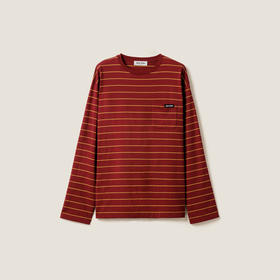 MIU-T 枣红黄条纹长袖