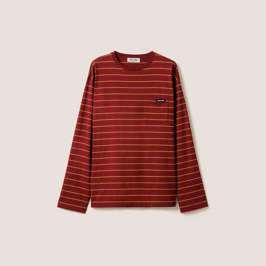 MIU-T 枣红黄条纹长袖 商品图0