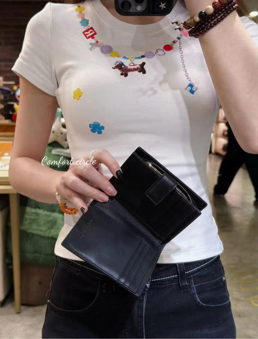 Dior 短款 羊皮 黑色 藤格纹 小钱包 商品图4