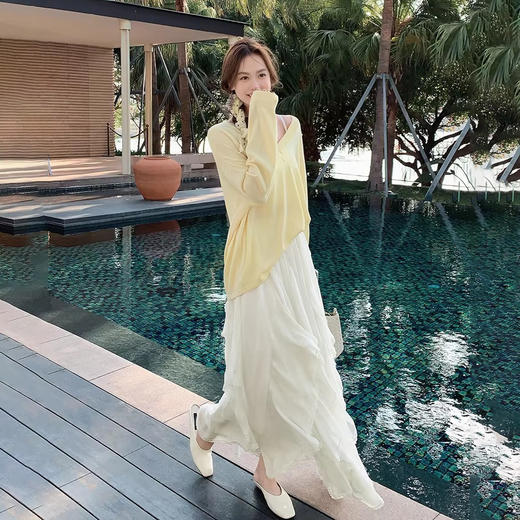 3~5天发货！灵动生风‼️【特妮娜 荷叶蕾丝花边长裙】显高显瘦 垂感遮肉 网纱面料 柔软舒适 遮假胯 遮腿粗 22裁片拼接 商品图1