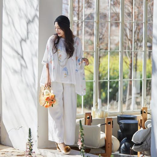 【林栖设计小店】手工绣花|婴儿棉压褶肌理感2026夏新款印花衬衣两件套1962140 商品图3