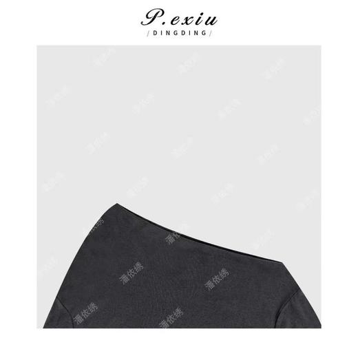 04-1潘依绣丁丁宠粉法式气质扭结斜肩长袖连衣裙Q33154 商品图2