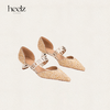 heelz设计师手工鞋履 ｜H小猫跟繁花拉菲草单鞋 4.5公分 商品缩略图2