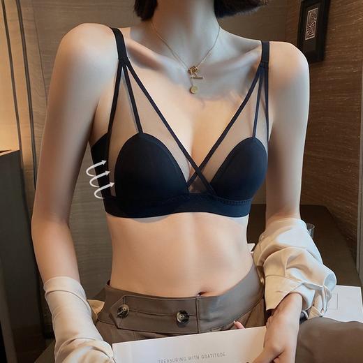原版*法式兔耳朵内衣 纯欲蕾丝女薄款大胸显小无钢圈性感文胸 超薄透气网纱蕾丝文胸 商品图1