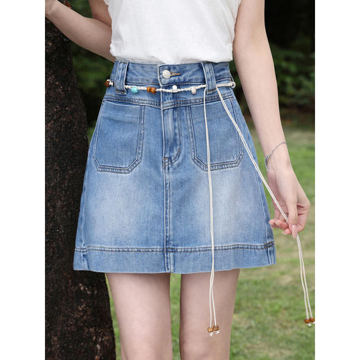 鹿向南【0330/20:00新品前一小时7折限量100件】蓝色短裙 商品图0