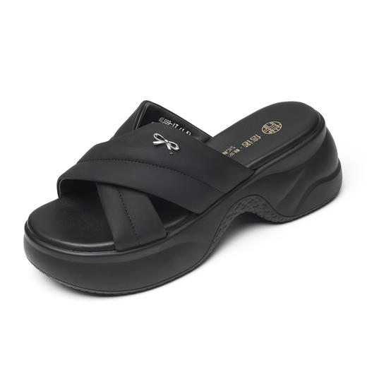 信诺妈妈鞋黑色厚底一字拖女外穿时尚百搭软底凉拖鞋2026夏季新款6L559-1T 商品图4