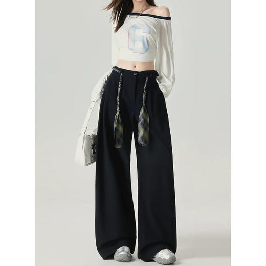 SUTUS/【花绳全棉】直筒裤丨超值！100%棉 高腰显瘦弯刀裤 商品图4