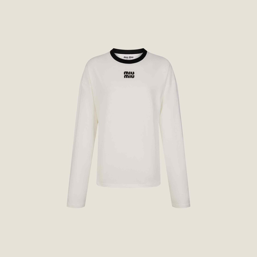 MIU-T 贴布撞色白长袖