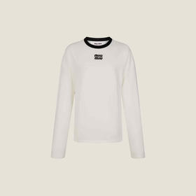 MIU-T 贴布撞色白长袖