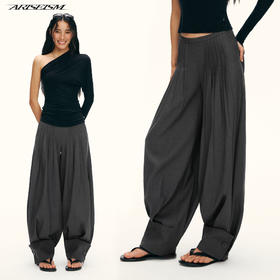 Ariseism黑标 羊毛卷边灯笼裤女冬季新款阔腿长裤子