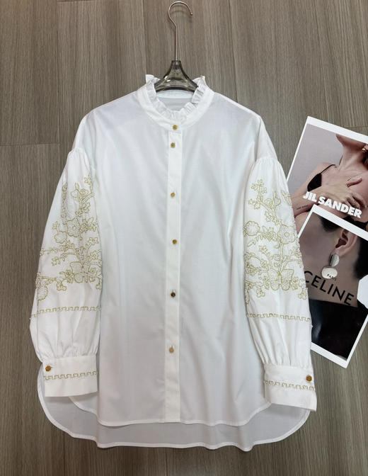 原单新款重磅金线刺绣木耳领设计感衬衫（宽松款） 商品图7