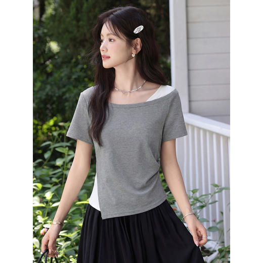 鹿向南【0331/20:00新品前1小时7折限量100件】灰色小众短袖T恤 商品图2