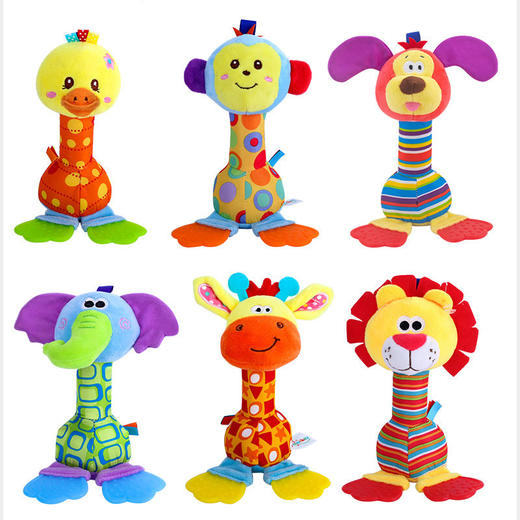 Happy monkey婴儿牙胶手摇铃毛绒玩具可啃咬安抚宝宝新生儿玩具 商品图2